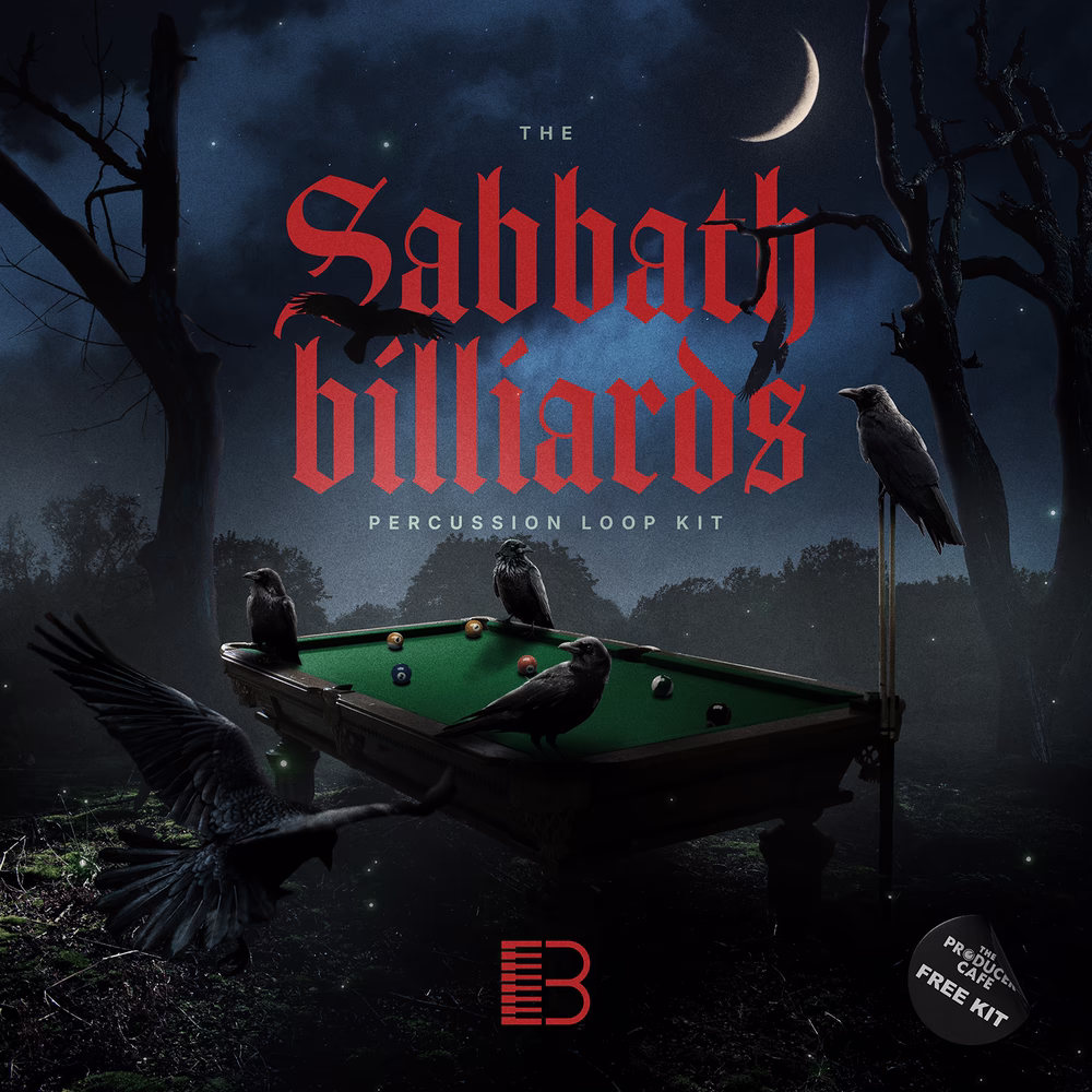 The Sabbath Billiards artwork with ravens gathered around a pool table in a moonlit forest